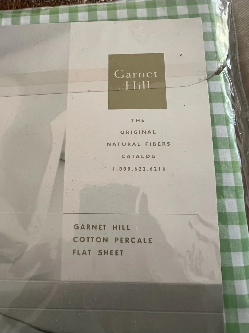NIB Garbet Hill Bright Green Gingham Twin Flat sheet 100% cotton 0265 Mead Green